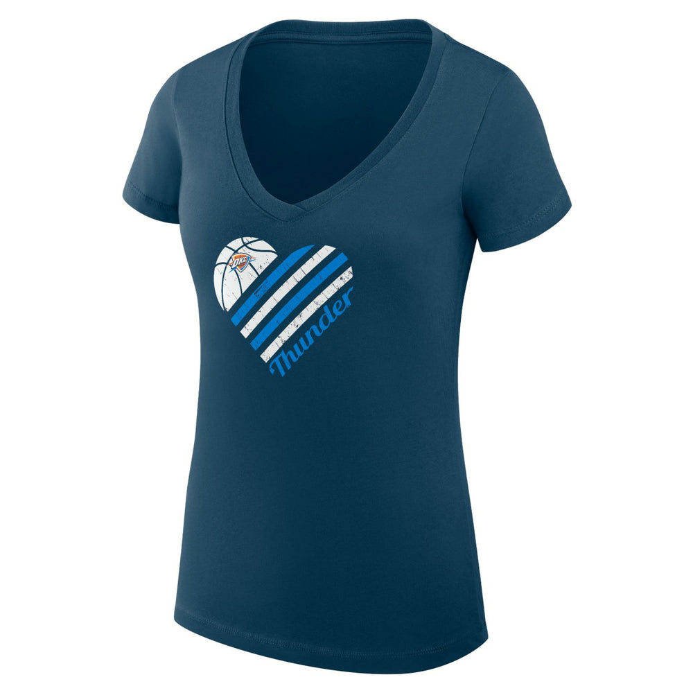 Navy Oklahoma City Thunder G-III 4Her by Carl Banks Women's Super-Slim Fit Lightweight Heart V-Neck T-Shirt | NBA