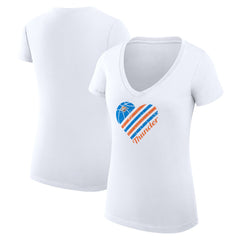 White Oklahoma City Thunder G-III 4Her by Carl Banks Women's Super-Slim Fit Lightweight Heart V-Neck T-Shirt | NBA