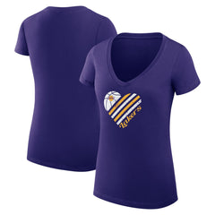 Purple Los Angeles Lakers G-III 4Her by Carl Banks Women's Super-Slim Fit Lightweight Heart V-Neck T-Shirt | NBA