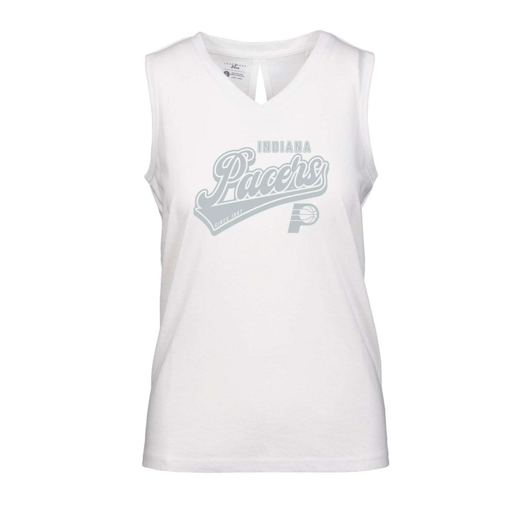 White Indiana Pacers Levelwear Women's Paisley Sweep V-Neck Tank Top | NBA