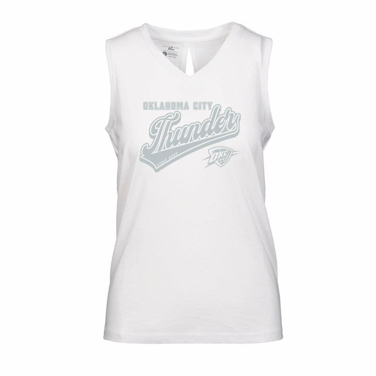 White Oklahoma City Thunder Levelwear Women's Paisley Sweep V-Neck Tank Top | NBA