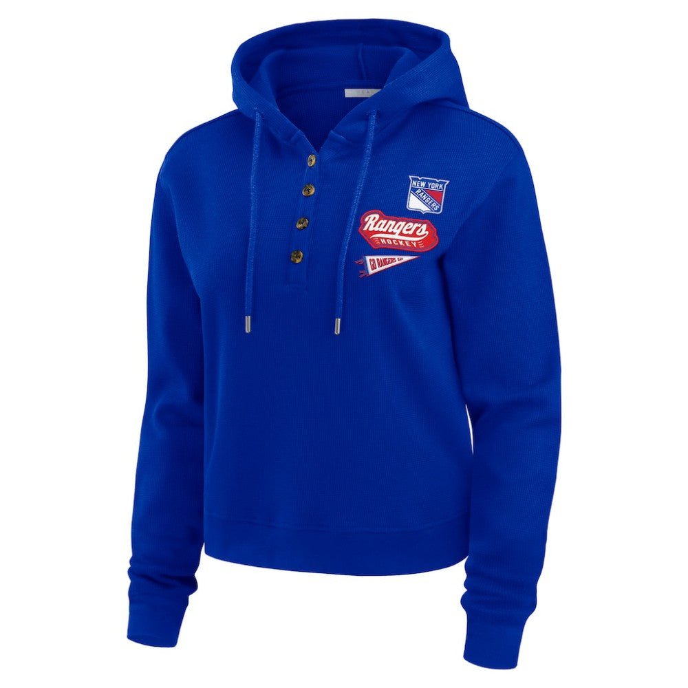 New York Rangers WEAR by Erin Andrews Women's Waffle-Knit Pullover Hoodie -  NHL Hoodies