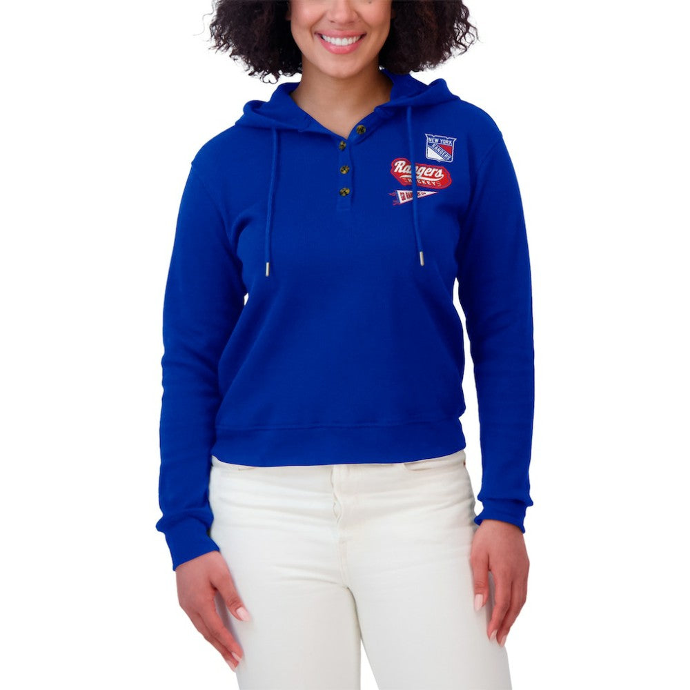 New York Rangers WEAR by Erin Andrews Women's Waffle-Knit Pullover Hoodie -  NHL Hoodies