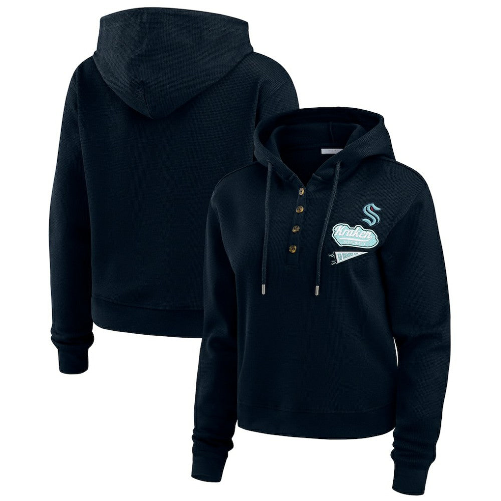 Seattle Kraken WEAR by Erin Andrews Women's Waffle-Knit Pullover Hoodie -  NHL Hoodies