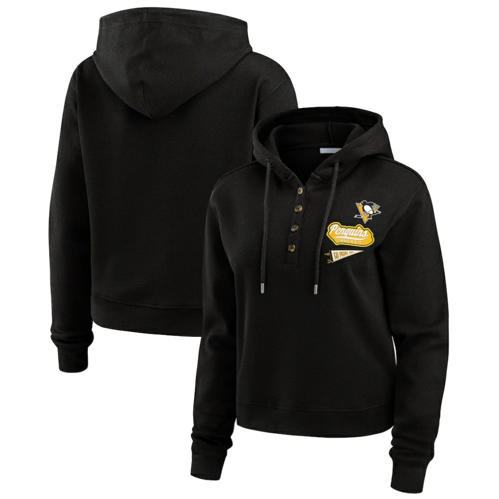 Pittsburgh Penguins WEAR by Erin Andrews Women's Waffle-Knit Pullover Hoodie -  NHL Hoodies