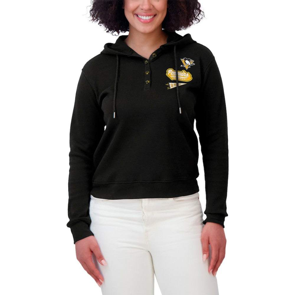Pittsburgh Penguins WEAR by Erin Andrews Women's Waffle-Knit Pullover Hoodie -  NHL Hoodies