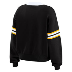 Pittsburgh Penguins WEAR by Erin Andrews Women's Cropped Lace-Up Sweater -  NHL