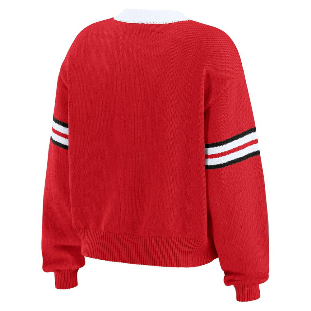Chicago Blackhawks WEAR by Erin Andrews Women's Cropped Lace-Up Sweater -  NHL