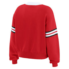 Chicago Blackhawks WEAR by Erin Andrews Women's Cropped Lace-Up Sweater -  NHL