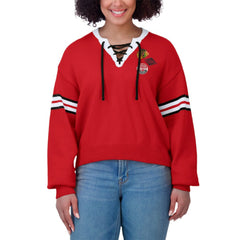 Chicago Blackhawks WEAR by Erin Andrews Women's Cropped Lace-Up Sweater -  NHL