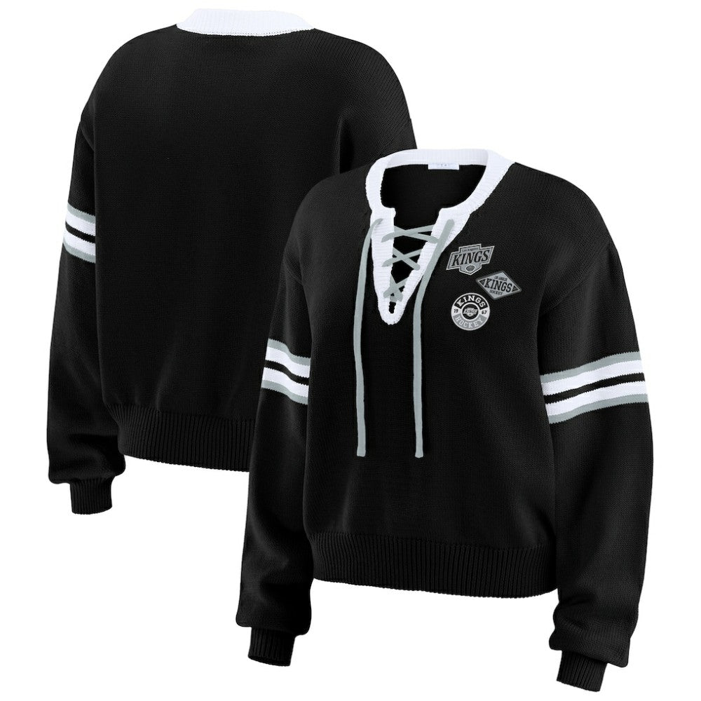 Los Angeles Kings WEAR by Erin Andrews Women's Cropped Lace-Up Sweater -  NHL
