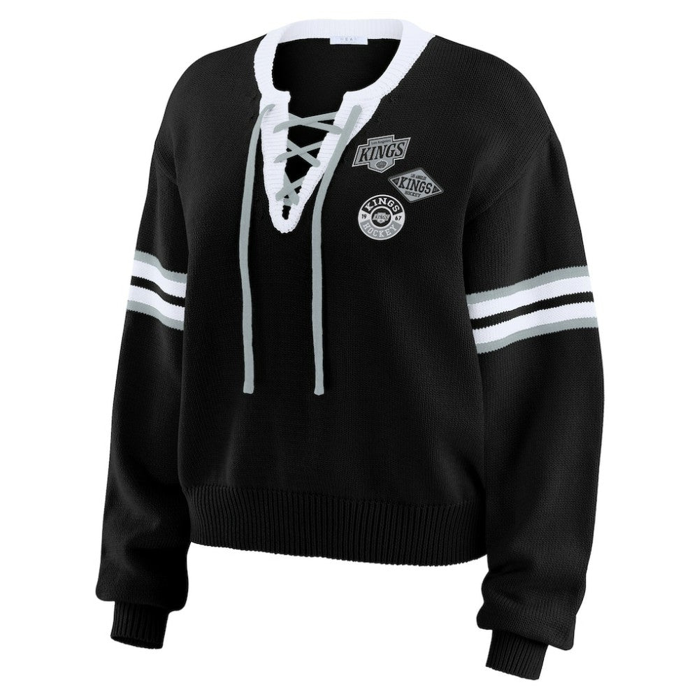 Los Angeles Kings WEAR by Erin Andrews Women's Cropped Lace-Up Sweater -  NHL