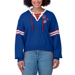New York Rangers WEAR by Erin Andrews Women's Cropped Lace-Up Sweater -  NHL