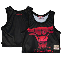 Black Chicago Bulls Women's Hardwood Classics Big Face 4.0 Cropped Tank Top sale | NBA
