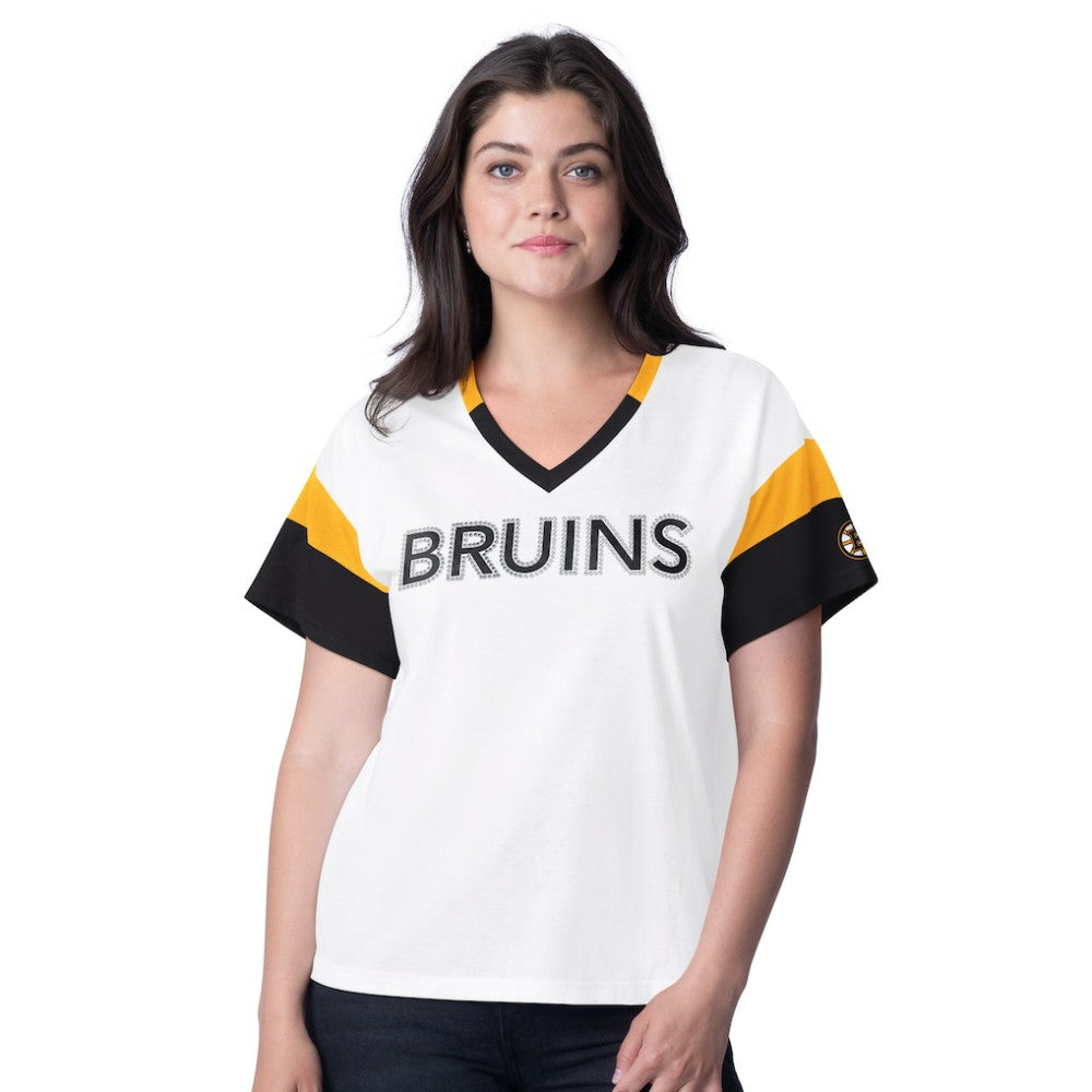 Boston Bruins G-III 4Her by Carl Banks Women's Rink Oversized Rhinestone V-Neck T-Shirt -  NHL T-shirts