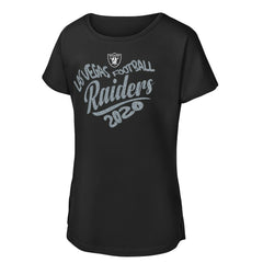 Las Vegas Raiders Girls Youth Script Heart Dolman T-Shirt | NFL On sale