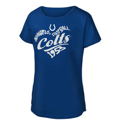 Indianapolis Colts Girls Youth Script Heart Dolman T-Shirt | NFL Outlet