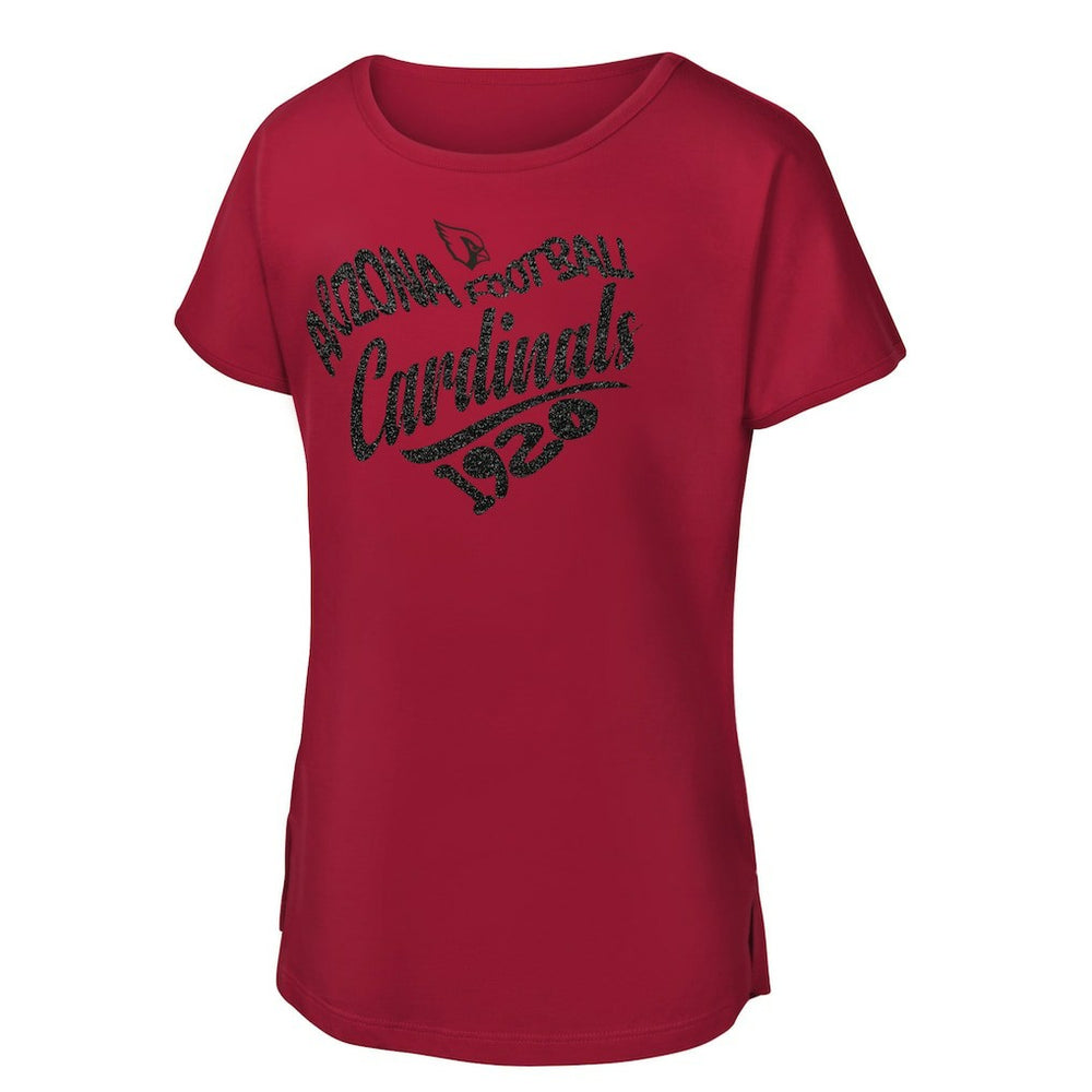 Arizona Cardinals Girls Youth Script Heart Dolman T-Shirt | NFL Near me