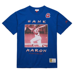 Hank Aaron Atlanta Braves Mitchell & Ness Cooperstown Collection Heavyweight Premium Player Vintage Logo T-Shirt - MLB T-shirts
