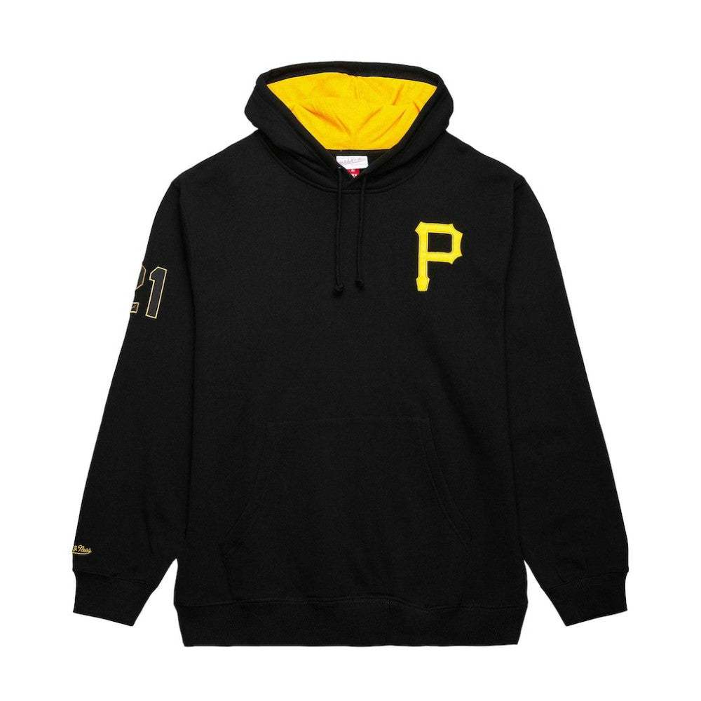 Roberto Clemente Pittsburgh Pirates Mitchell & Ness Vintage Logo Name & Number Pullover Hoodie - MLB Hoodies