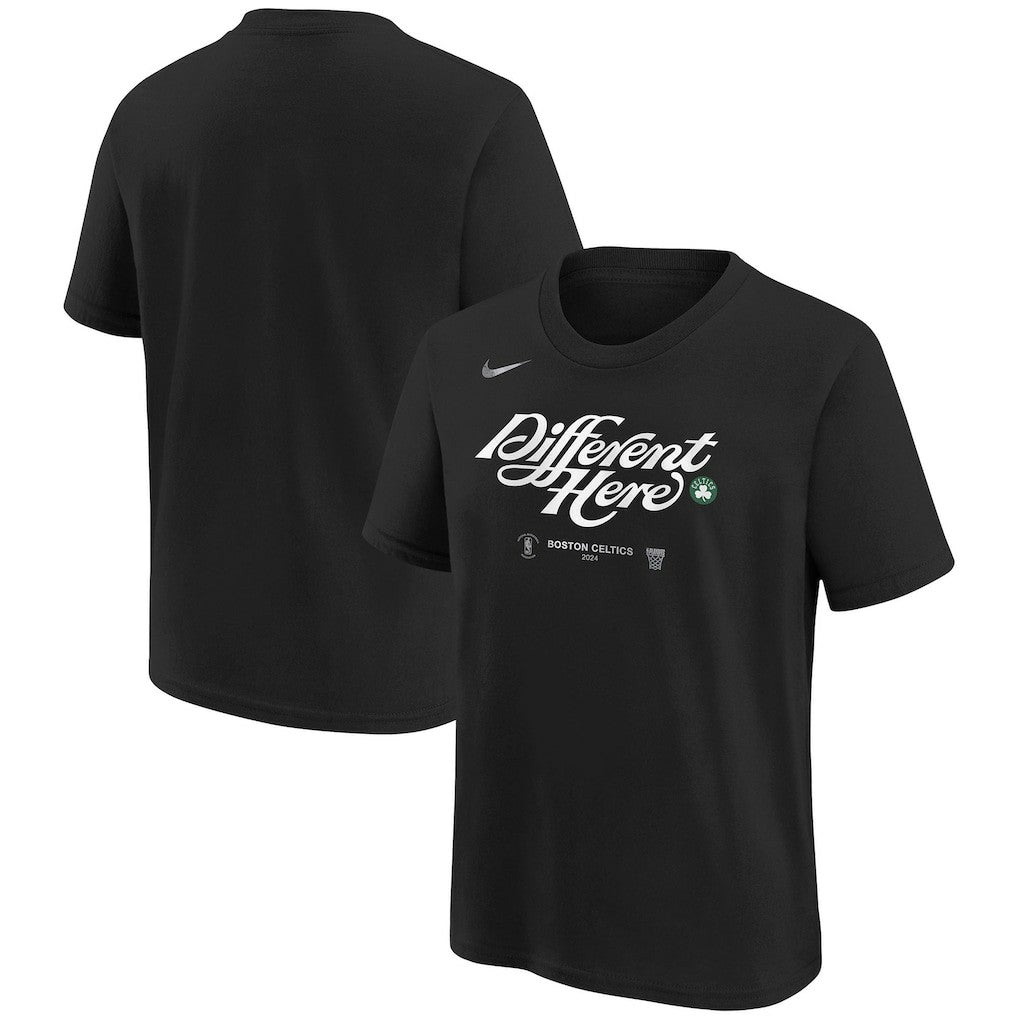 Black Boston Celtics Youth 2024 NBA Playoffs Mantra T-Shirt | NBA