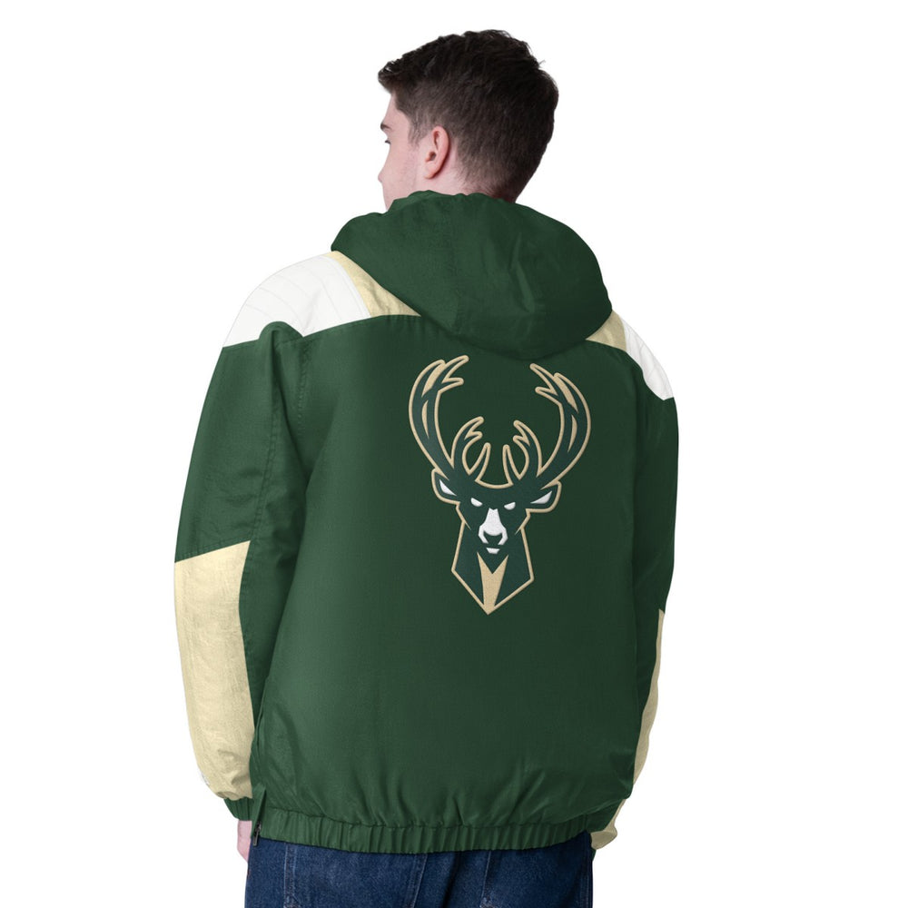 Hunter Green/Cream Milwaukee Bucks Starter Charger Half-Zip Pullover Jacket- Hunter Green/Cream outlet | NBA