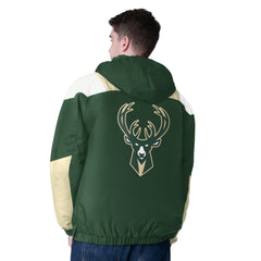 Hunter Green/Cream Milwaukee Bucks Starter Charger Half-Zip Pullover Jacket- Hunter Green/Cream outlet | NBA