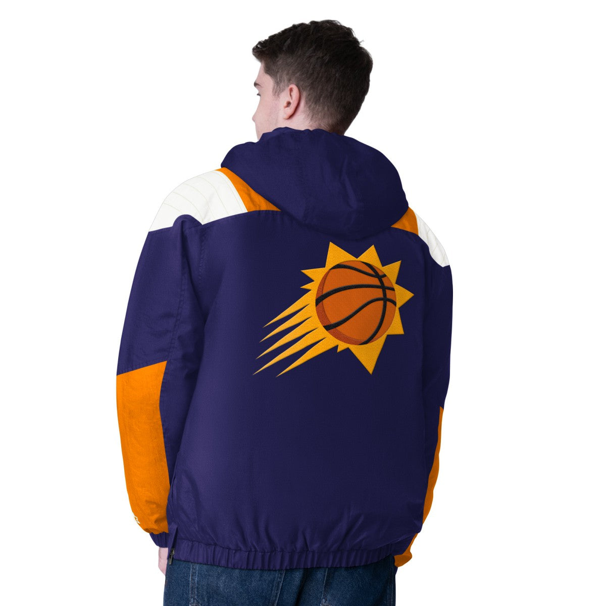 Purple/Orange Phoenix Suns Starter Charger Half-Zip Pullover Jacket- Purple/Orange cheap | NBA