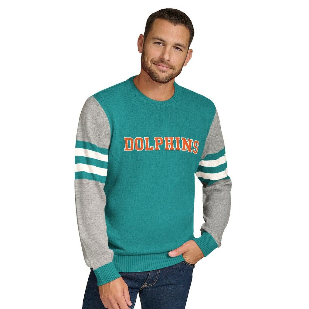 Miami Dolphins Tommy Hilfiger Acrylic Crewneck Pullover Sweater | NFL Sale