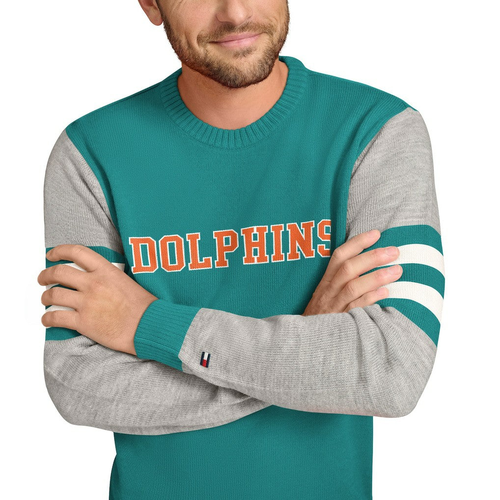 Miami Dolphins Tommy Hilfiger Acrylic Crewneck Pullover Sweater | NFL Sale