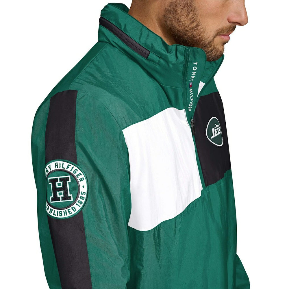 New York Jets Tommy Hilfiger Gael Lightweight Half-Zip Hoodie Jacket | NFL Discount