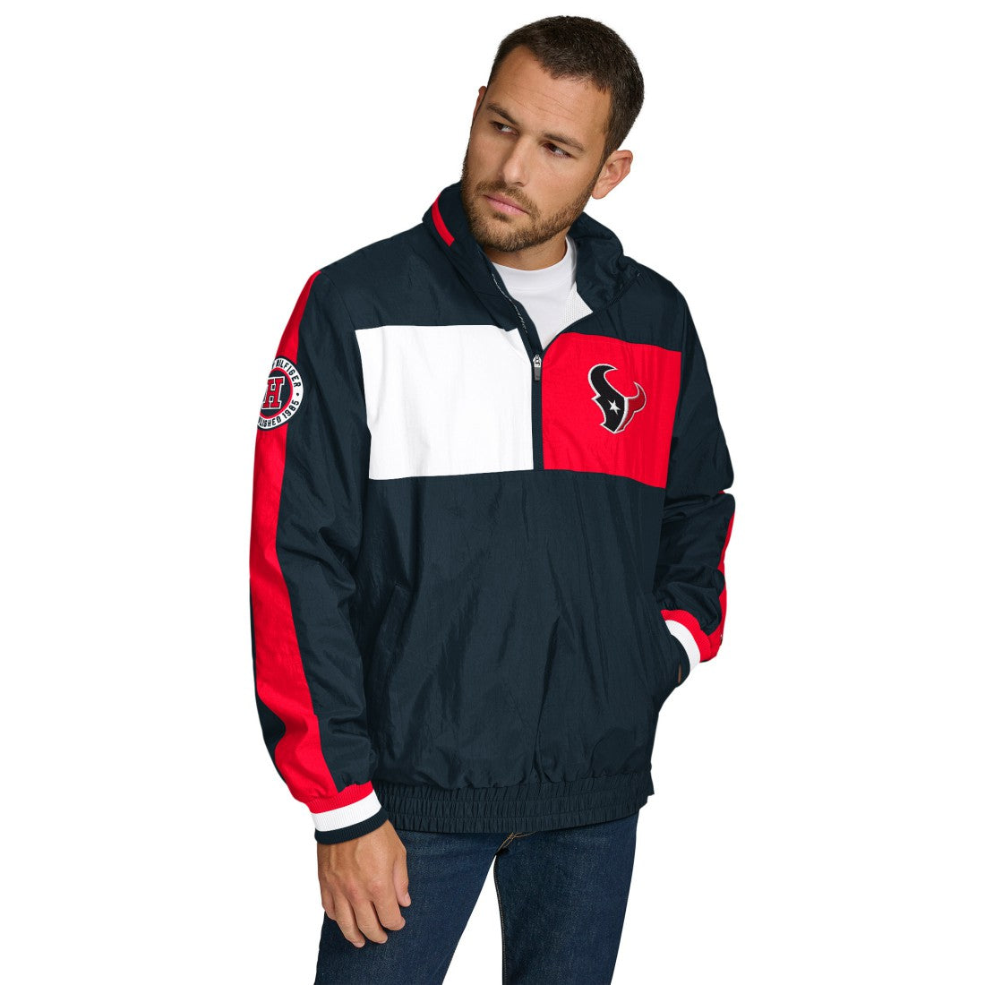 Houston Texans Tommy Hilfiger Gael Lightweight Half-Zip Pullover Hoodie Jacket | NFL Discount