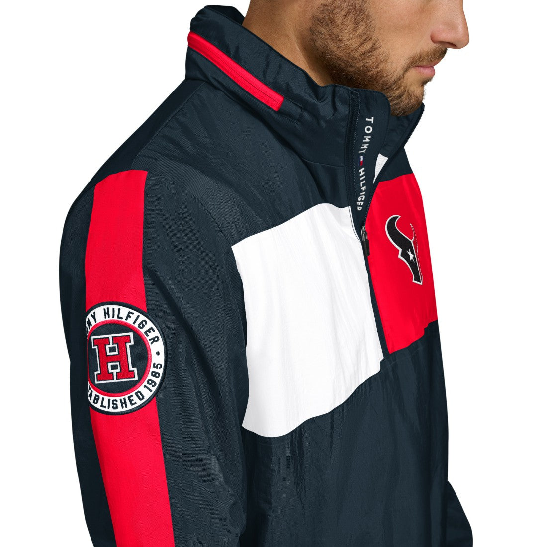 Houston Texans Tommy Hilfiger Gael Lightweight Half-Zip Pullover Hoodie Jacket | NFL Discount