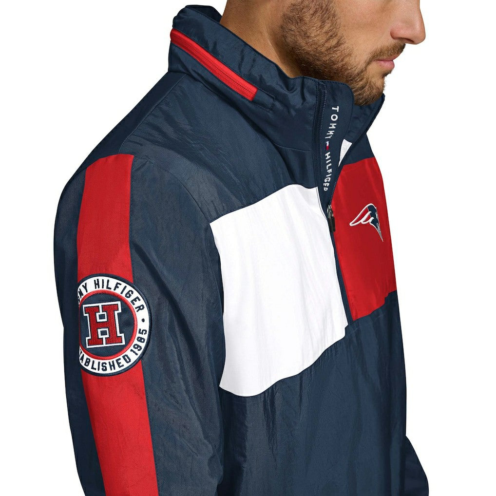 New England Patriots Tommy Hilfiger Gael Lightweight Half-Zip Hoodie Jacket | NFL Discount