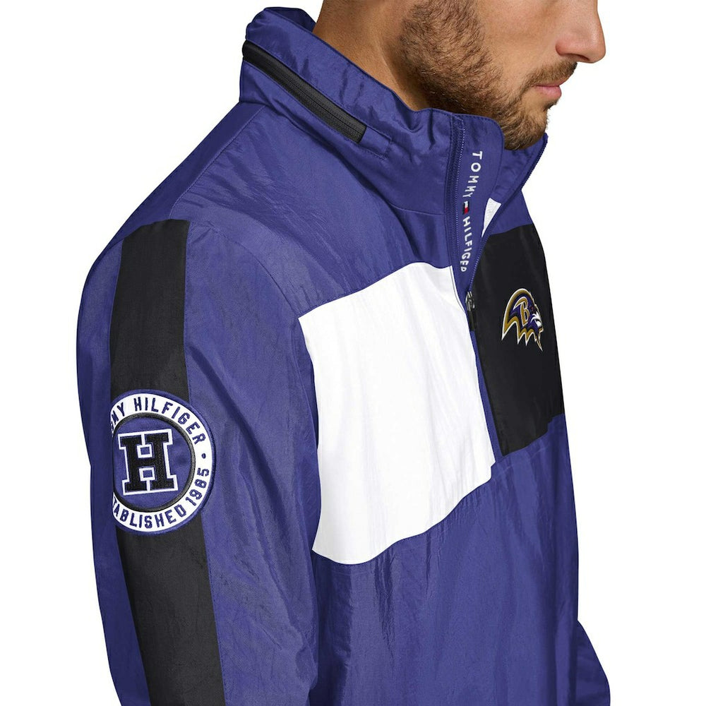 Baltimore Ravens Tommy Hilfiger Gael Lightweight Half-Zip Pullover Hoodie Jacket | NFL Near me