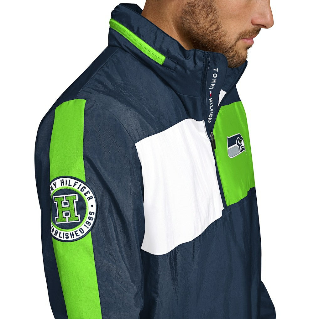 Seattle Seahawks Tommy Hilfiger Gael Lightweight Half-Zip Pullover Hoodie Jacket | NFL Near me
