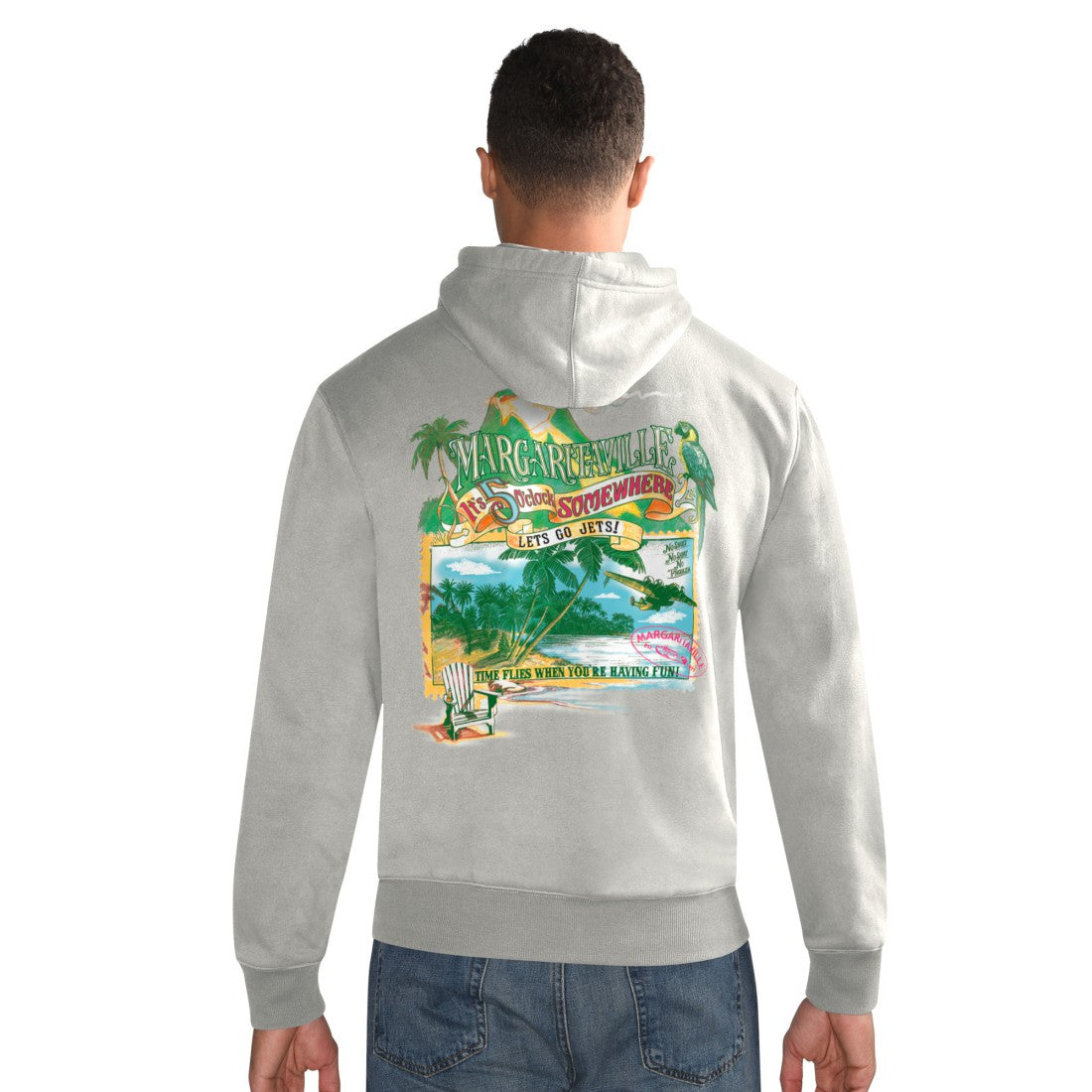 New York Jets Margaritaville Time Flies Garment Dyed Pullover Hoodie | NFL Near me