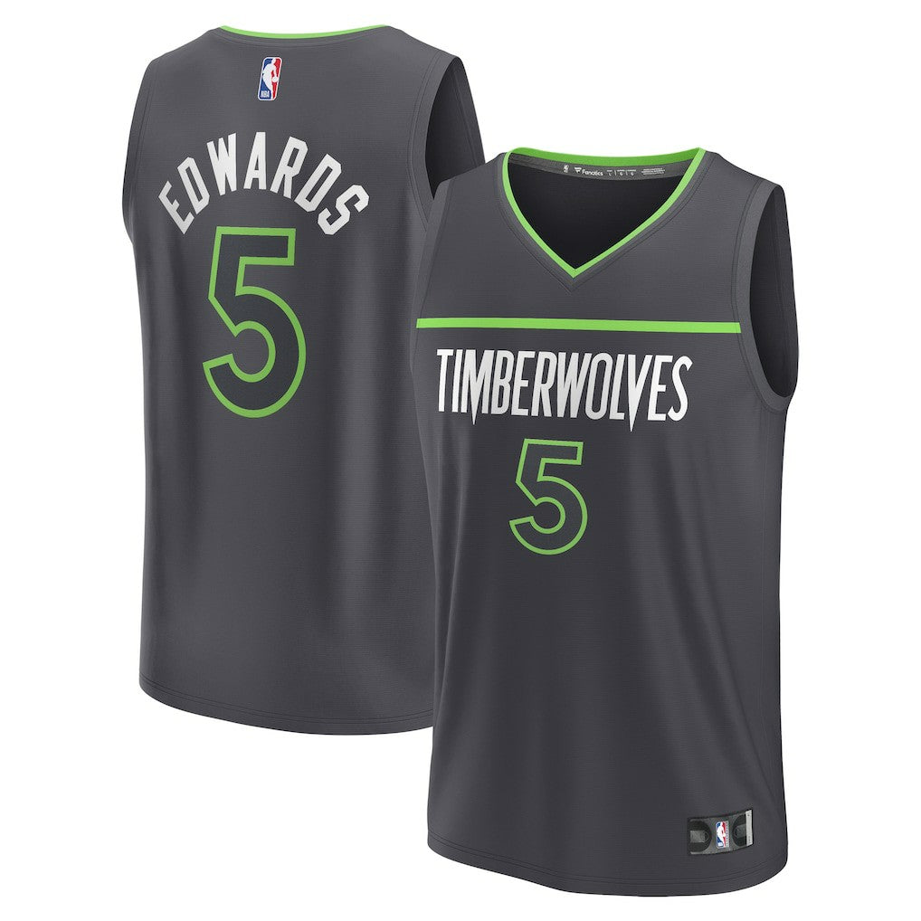 Anthracite Anthony Edwards Minnesota Timberwolves Fast Break Replica Player Jersey | NBA