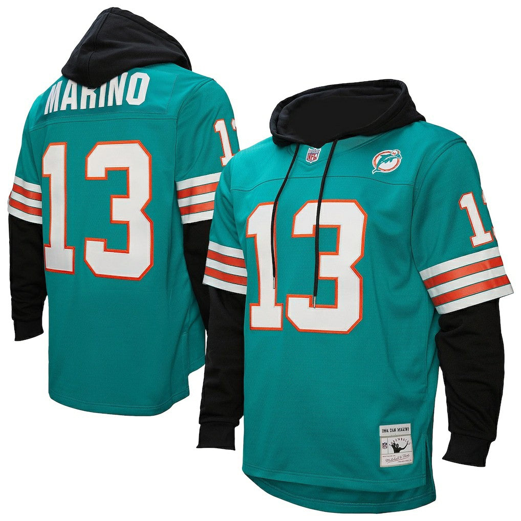 Miami Dolphins Dan Marino  Player Name & Number Hoodie Legacy Jersey | NFL Discount
