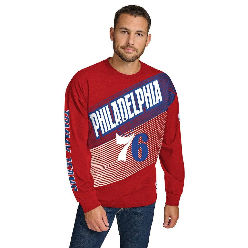 Red Philadelphia 76ers Tommy Jeans Lucas Long Sleeve T-Shirt | NBA