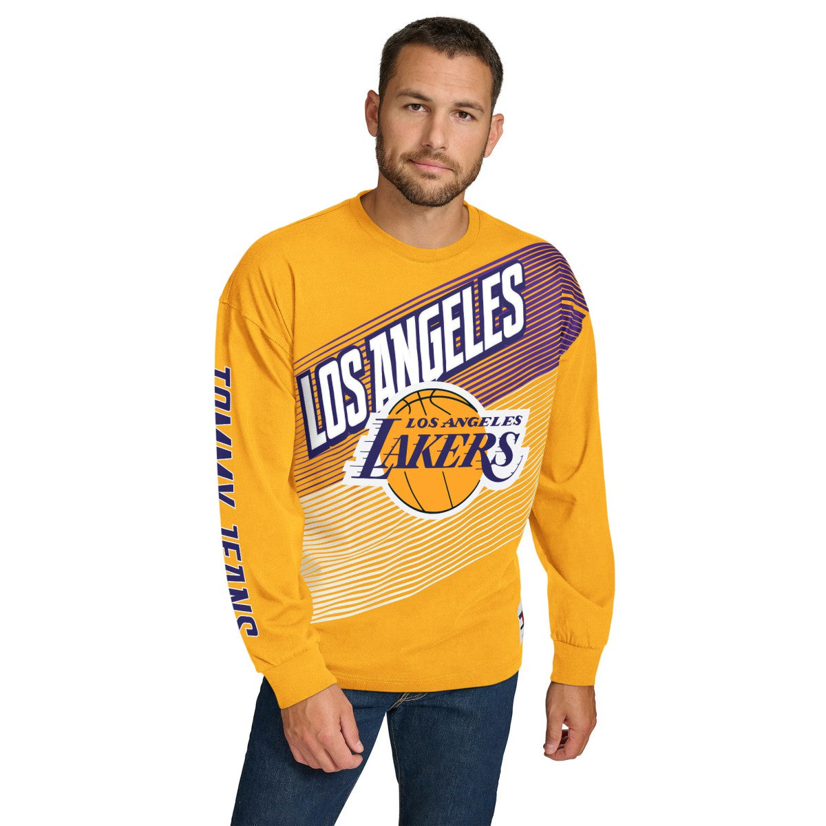 Gold Los Angeles Lakers Tommy Jeans Lucas Long Sleeve T-Shirt | NBA