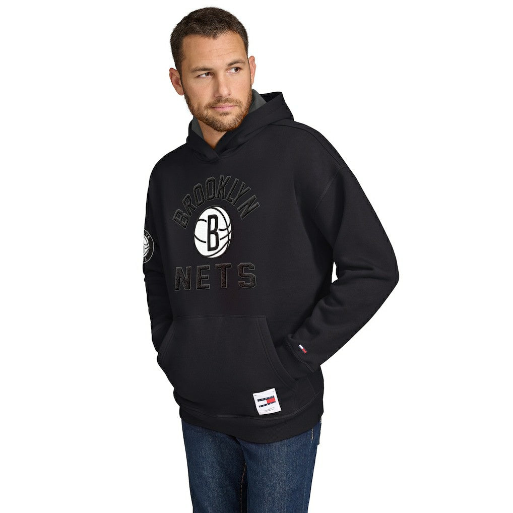 Black Brooklyn Nets Tommy Jeans Sebastian Pullover Hoodie | NBA