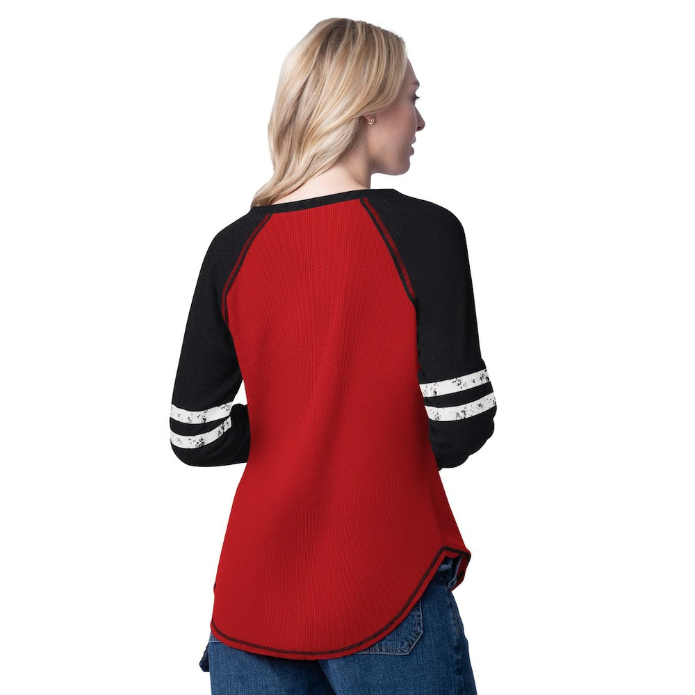 Red/Black Chicago Bulls G-III 4Her by Carl Banks Women's Winner Waffle Knit Thermal Long Sleeve Tri-Blend T-Shirt sale | NBA