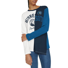 White/Navy Minnesota Timberwolves Tommy Jeans Women's Amelia Color Blocked Long Sleeve T-Shirt | NBA