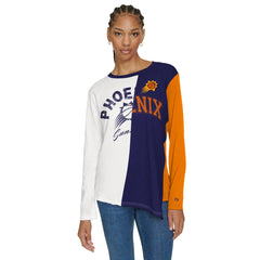 White/Purple Phoenix Suns Tommy Jeans Women's Amelia Color Blocked Long Sleeve T-Shirt | NBA