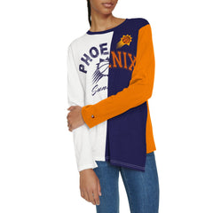 White/Purple Phoenix Suns Tommy Jeans Women's Amelia Color Blocked Long Sleeve T-Shirt | NBA