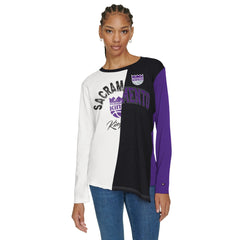 White/Black Sacramento Kings Tommy Jeans Women's Amelia Color Blocked Long Sleeve T-Shirt | NBA