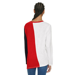 White/Red Atlanta Hawks Tommy Jeans Women's Amelia Color Blocked Long Sleeve T-Shirt | NBA