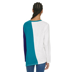 White/Teal Charlotte Hornets Tommy Jeans Women's Amelia Color Blocked Long Sleeve T-Shirt | NBA