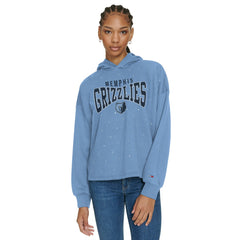 Light Blue Memphis Grizzlies Tommy Jeans Women's Stella Cropped Pullover Hoodie | NBA
